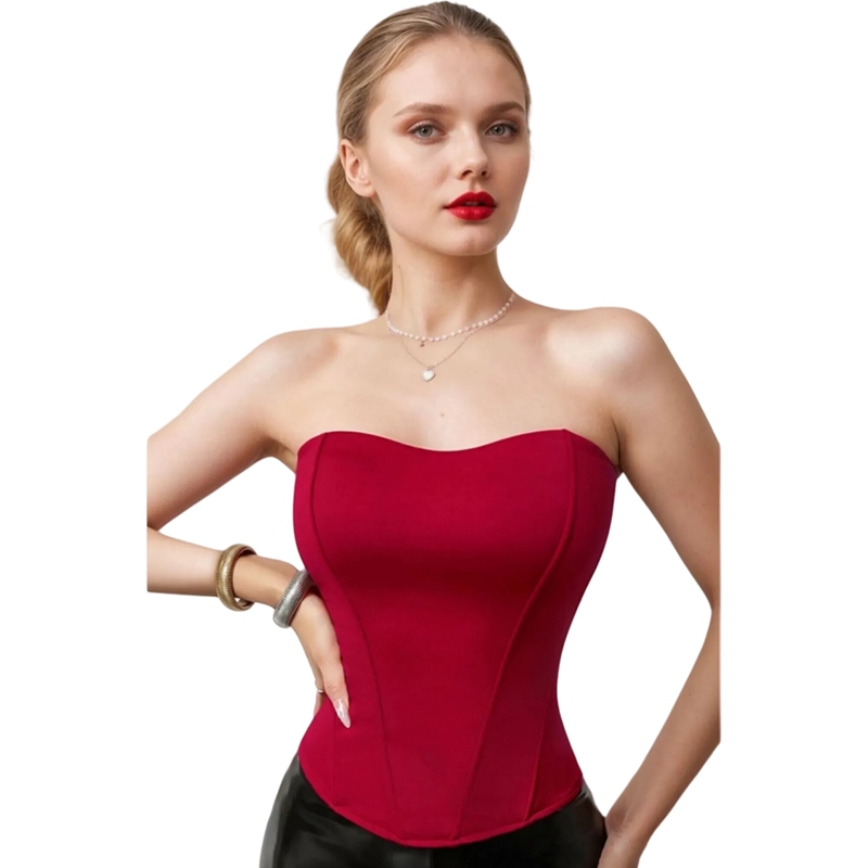 Womens Bustier Shapewear Corset Boned overbust Corset with Zipper